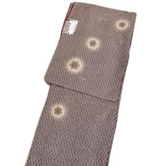 着物 洗える仕立て上がり小紋 （袷 ブラウン系 雪輪柄 Lサイズ） 日本製生地　着物 女性 レディース 和装 和服 きもの 春 秋 冬 カジュアル 可愛い 普段着