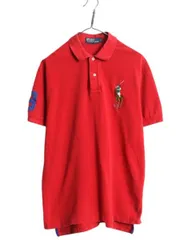 【お得なクーポン配布中!】 ビッグポニー ポロ ラルフローレン 鹿の子 半袖 ポロシャツ メンズ L 古着 半袖シャツ ワンポイント ナンバリング コットン カットソー 赤