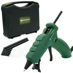 [ネセクト] グルーガン 50W グルースティック黒白各15本 計30本 ケース付 (深緑)[日本国内企画品 3年]