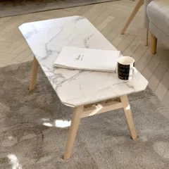 M♢東サセール 自社配送限定 天然大理石リビングテーブルロー