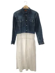 JUNYA WATANABE COMME des GARCONS DENM ジュンヤワタナベコムデギャルソンデニム 10SS デニム転写プリント ワンピース ブルー ホワイト S