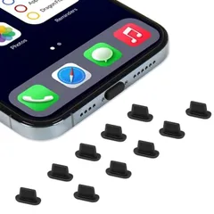 【在庫処分】10個入り iPhone 対応 Lightning キャップ コネクタカバー ホコリ 砂防止 防水 防塵カバー シリコン蓋 ライトニングキャップ 黒