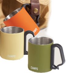【新着商品】丸辰(Marutatsu) マグカップ ステンレス 2層 保温 おしゃれ キャンプ アウトドア コップ CAMPS （オレンジ ベージュ グリーン 3色の中から1個お届け） 220ｍｌカラビナハンドル 35269