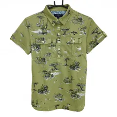 【超美品】キャロウェイ 半袖ポロシャツ スモーキーグリーン×ダークグリーン  レディース L ゴルフウェア Callaway