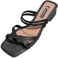 Nestkanina ミュール サンダル レディース スクエアトゥ シンプル ビーチ かわいい コンフォート ベーシック 歩きやすい 履きやすい 美脚 通勤 通学 旅行 SDL009 25.0 cm( ブラック,  25.0 cm)