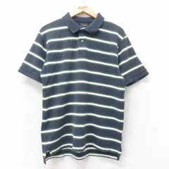 M/古着 エルエルビーン LLBEAN 半袖 ブランド ポロ シャツ メンズ 鹿の子 コットン 紺他 ネイビー ボーダー 25jul14 中古 トップス