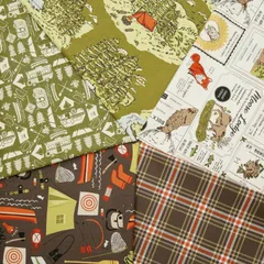 USAコットン　カットセット5種入　アウトドア柄　modaモダ　約50cmX(縦目)X27cm(横目）X5枚