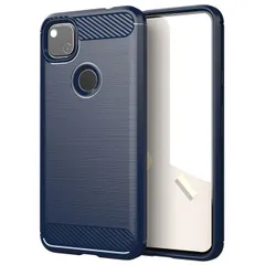 Google Pixel 4a ケース ピクセル4a  カーボン調 薄型 耐衝撃 ソフト ケース 【Color】 ブルーのサムネイル
