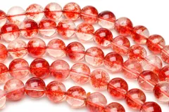 クラック水晶 レッド 6mm １連（約３８ｃｍ） パワーストーン 天然石 _R5943-6