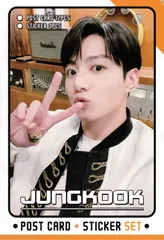 BTS ジョングク K-POP グッズ ポストカード セット (ポストカード 12枚 + ステッカー 3枚) 15点セット