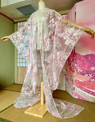 透明刺繍カスタマイズ】蝶々打掛羽織着物浴衣二尺袖呉服高級上品レース 