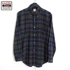 60s USA製 vintage Brooks Brothers チェック柄 6ボタン コットン×ウール ボタンダウン 長袖シャツ メンズ L~XLサイズ相当