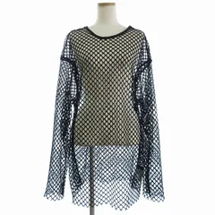メゾンスペシャル MAISON SPECIAL 美品 ビッグメッシュトップス カットソー 長袖 クルーネック 2121145108 FREE 黒 ブラック