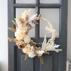 ナチュラルウッドリボンのリース　木のぬくもり　直送ok　開店　サロン　494