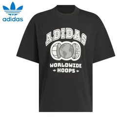 アディダス メンズ Tシャツ 黒 ブラック バスケ adidas オリジナルス Worldwide Hoops カレッジ半袖Tシャツ JP2104
