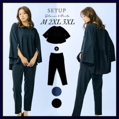 セットアップ♡パンツスーツ♡パール付き♡結婚式♡パーティー♡2XL 