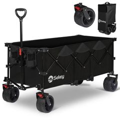 【訳あり￥17,980→￥13,500】Sekey 大型キャリーワゴン 大容量300L・耐荷重200kg  長物対応 ブレーキ付き 大型タイヤ コンパクト収納