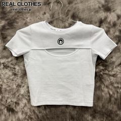 【未使用】Marine serre/マリーンセル Moon Logo Ribbed Jersey Cut-Out T-Shirt/半袖Tシャツ/WTT023A/ホワイト/S