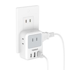 TESSAN USB-C コンセントタップ 電源タップ 雷ガード付 TS-721C