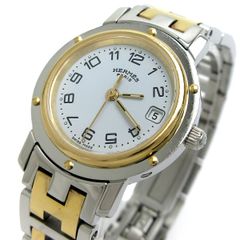 エルメス クリッパー レディース ゴールドコンビ 白文字盤 CL4.220 HERMES 婦人 クォーツ 稼動品