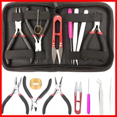 【特価商品】ハンドメイド ジュエリー作り 糸切ハサミ 目打ち ピンセット 手芸用品 ニッパー 丸ペンチ 平ペンチ 金具 8点セット 手芸ツール ジュエリー制作ツール KEWAYO