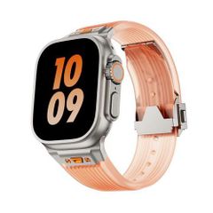 アップルウォッチバンド（Apple Watchバンド）クリアウォーターシリコンバンド【シルバー×オレンジ】42mm/44mm/45mm/46mm/49mm対応 [BELTIES]