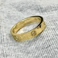 K18平打ち（菊華）彫りゴールドリング16号 2563K2505