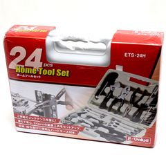 【新品】E-VALUE　ホームツールセット　手工具 スパナ 鋏 レンチ ドライバー モンキー プライヤー ペンチ ガレージツール　ETS-24H