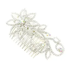 髪飾り 成人式 振袖 前撮り 袴 花 かんざし シルバー コーム キラキラ ラインストーン おしゃれ かわいい 日本製 洋装 コーム No.10-2808