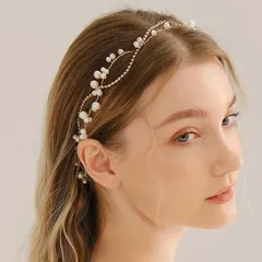 髪飾り　結婚式　ウェディング　ブライダル　成人式　卒業式　前撮り　ヘアアクセサリー　ヘッドドレス　カチューシャ　パール　ゴールド　フォトウェディング