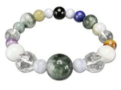 一点物大玉グリーンルチルクォーツ多種天然石ブレスレット数珠106-129RYZa