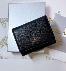 ショッパー付Vivienne Westwood 3つ折り財布 ブラック マット ヴィヴィアン ウエストウッド Vivienne Westwood 三つ折り財布