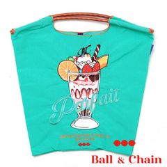 【正規品】 ボールアンドチェーン (パフェ /B.グリーン) Mサイズ  トートバッグ エコバッグ 刺繍