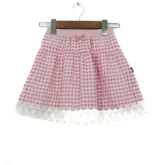 クミキョク フレアスカート チェック柄 レース ボトムス キッズ 女の子用 120サイズ ピンク 組曲 【中古】