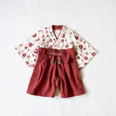 【送料込み】mocmof 袴ロンパース うめ柄 ベビー服  ベビー着物 子供服 和服 初節句 雛祭り ひな祭り100日祝い お食い初め 七五三 衣装 誕生日 ベビー服 赤ちゃん ギフト 出産祝い 贈り物 プレゼント バースデイ 袴ベビー