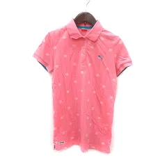 プーマ PUMA ポロシャツ ドット 半袖 M ピンク 白 ホワイト 緑 グリーン /MS