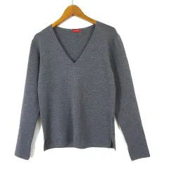 デプレ DES PRES トゥモローランド 日本製 ニット セーター ウール ハイゲージ Vネック 長袖 S ダークグレー 美品