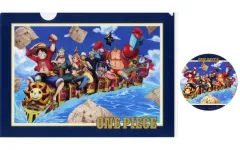 【中古】グッズセット 麦わらの一味(等身/ネイビー) 麦わらストアコラボ A4クリアファイル＆ステッカーセット 「一番くじ ワンピース 未来島エッグヘッド～きみへの想い～」 I賞