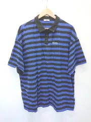 ◇ Θ Whinny ホワイニー ボーダー柄 半袖 ポロシャツ サイズF ブルー ブラック メンズ E  【1503040003066】