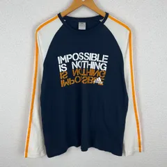 adidas アディダス ロンT y2k ラグランスリーブ プリント ネイビー Oサイズ メンズ 古着 ストリート スポーツMIX