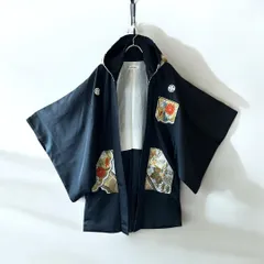 ハンドメイドリメイク; ペイントリメイクパーカー - 着物生地で