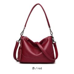 ☆ハンドバッグ 牛革本革ショルダー2way赤 a605
