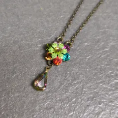 【ヴィンテージ】ミハエルネグリン　ネックレス　フラワー　ストーン　ブルー ヴィンテージ】ミハエルネグリン ネックレス フラワー ストーン