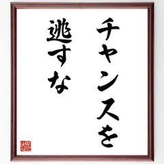 名言「チャンスを逃すな」手書き書道色紙額／受注後の毛筆直筆（V9114）