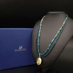 SWAROVSKI スワロフスキー ロングネックレス イエロークリスタル ビーズ 2連 大ぶり