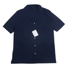 LARDINI ラルディーニ SH707 ミラノリブ オープンカラー ニット 半袖 シャツ ネイビー系 44【中古】のサムネイル