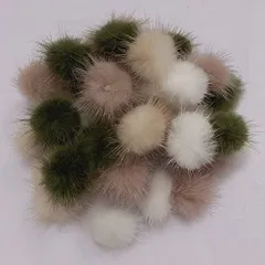 4色（森系） SEISEI A級 ふわふわミンクファー 4カラー40個セット 約3cm 手芸パーツ ボール diy アクセサリーパーツ ハンドメイド (4色（森系）)