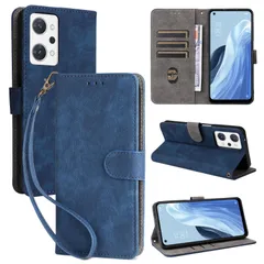 【在庫処分】ノート型 防水 人気 カード収納スタント機能/耐衝撃/耐摩擦/全面保護/薄型/マグネット開閉 高級PUレザー おしゃれ 財布型 カバー 男女兼用 手帳型 ケース Reno9 Reno9 7A A Reno A/OPPO ブルー OPPO