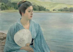 水墨画 風景画 美術品 日本画 湖畔 湖畔 | 黒田記念館 黒田清輝油彩画 光学調査