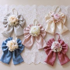 リボン飾り （ダマスク5種）造花 フラワーアレンジ 壁掛け ギフト インテリア アレンジ アーティフィシャルフラワー シルクフラワー アート バラ 薔薇 かわいい 贈り物 お祝い フラワーギフト インテリアフラワー